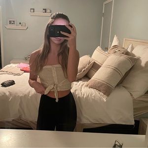 tillys striped strapless Yellow crop top tube top